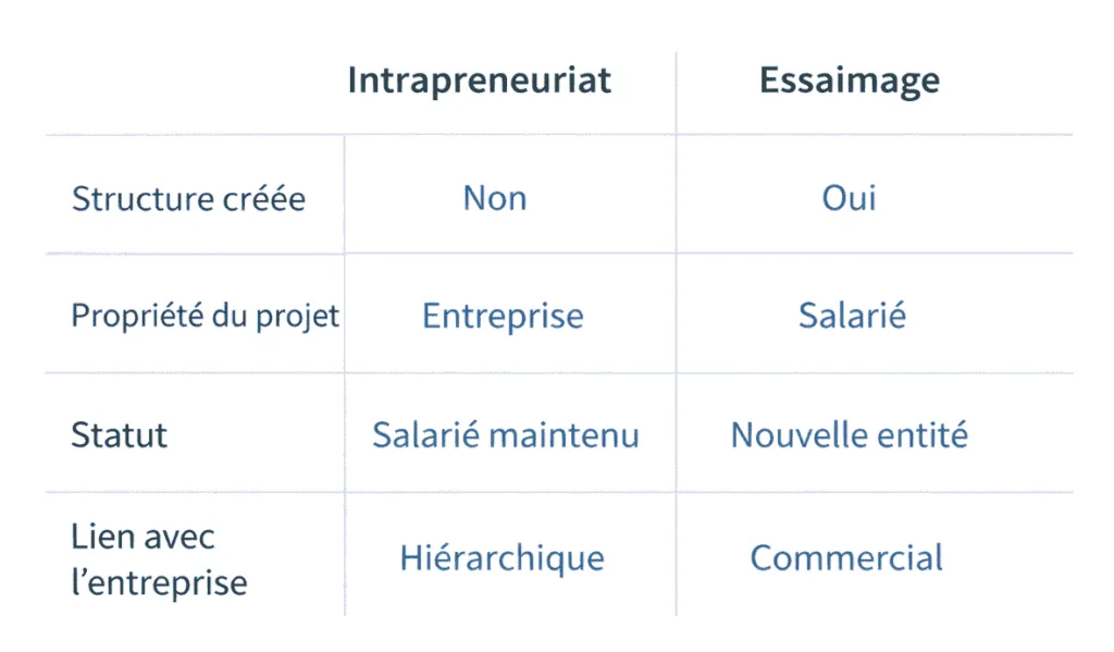 intrapreneuriat vs essaimage