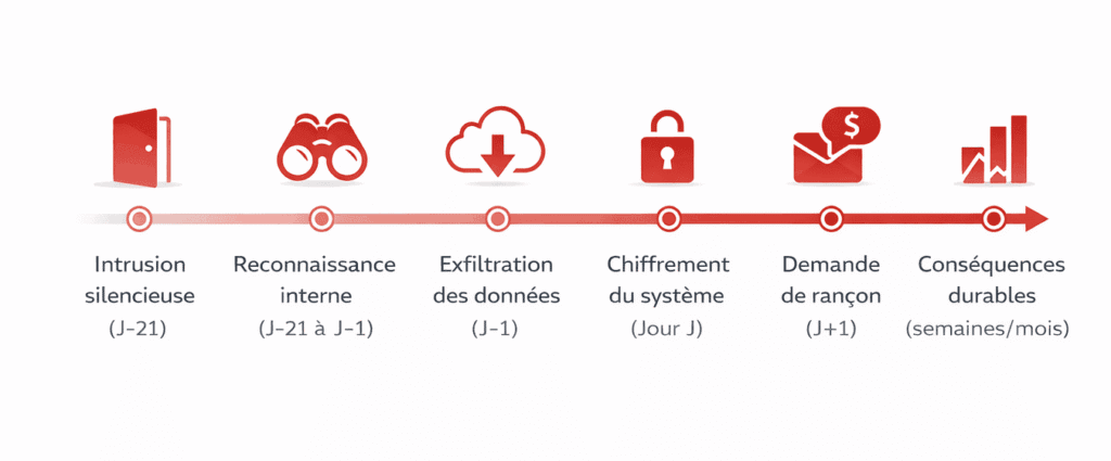 Les étapes d'une attaque ransomware